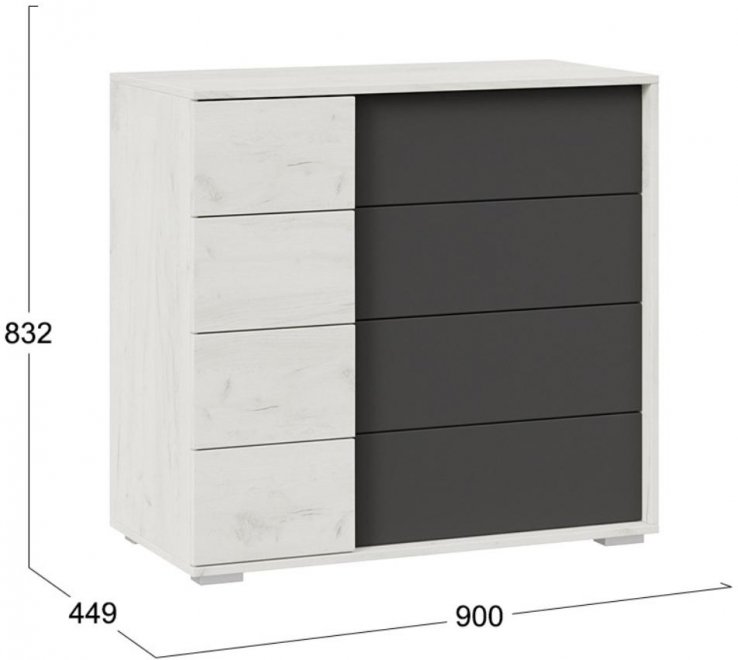 Комод Валери дуб крафт белый / антрацит