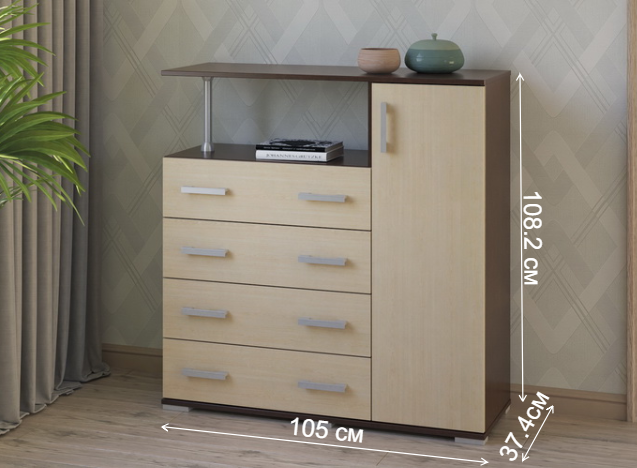Комод Вента-10 венге / дуб молочный правый
