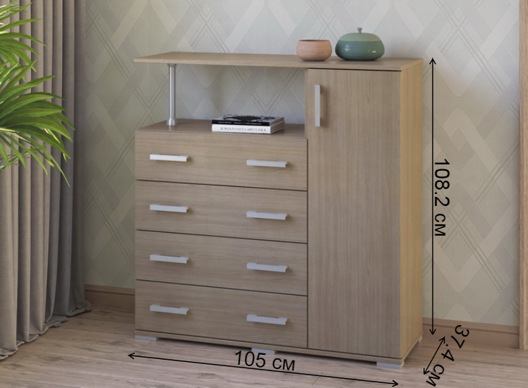 Комод Вента-10 ясень светлый правый