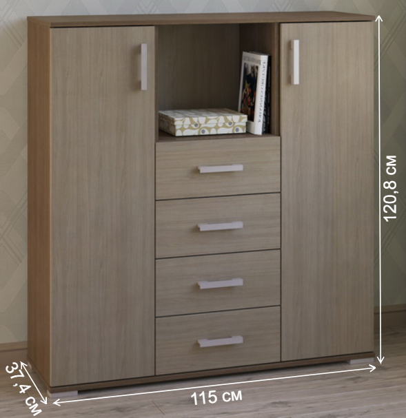 Комод Вента-66 ясень темный / ясень светлый