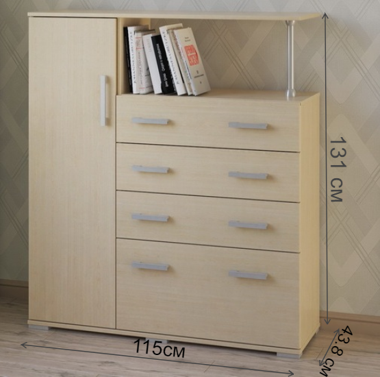 Комод Вента-9 дуб молочный левый