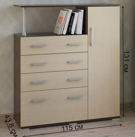 Комод Вента-9 венге / дуб молочный правый