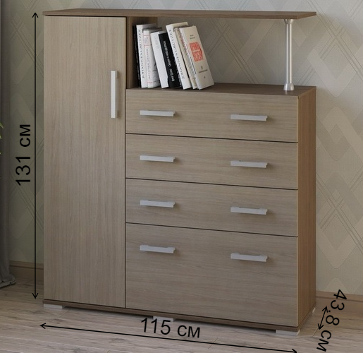 Комод Вента-9 ясень темный / ясень светлый левый