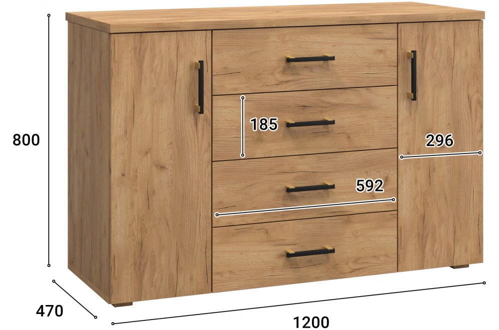 Комод Виктория ВИ-70 дуб крафт золотой