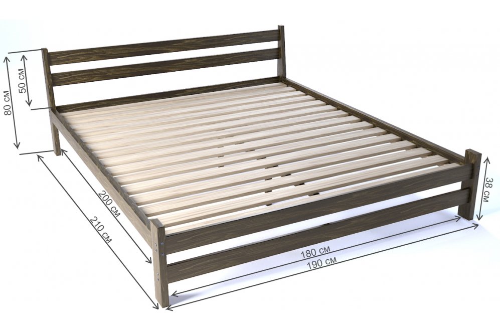 Двуспальная кровать Мишка 180 x 200 см усиленная с основанием венге