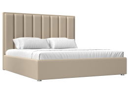 Двуспальная кровать Терра 160х200 с ПМ бежевая экокожа