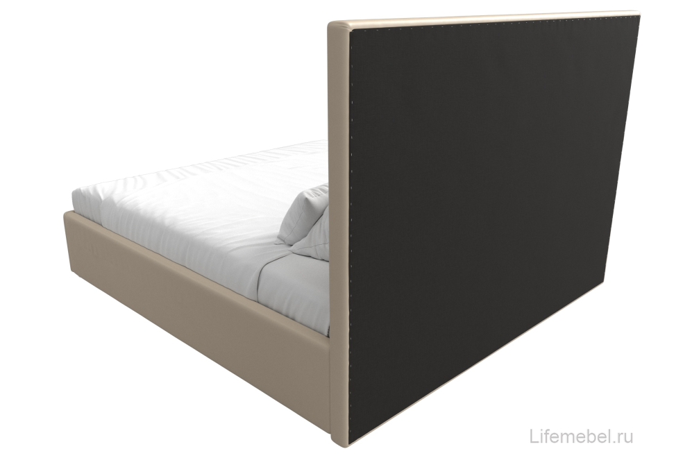 Двуспальная кровать Терра 160х200 с ПМ бежевая экокожа