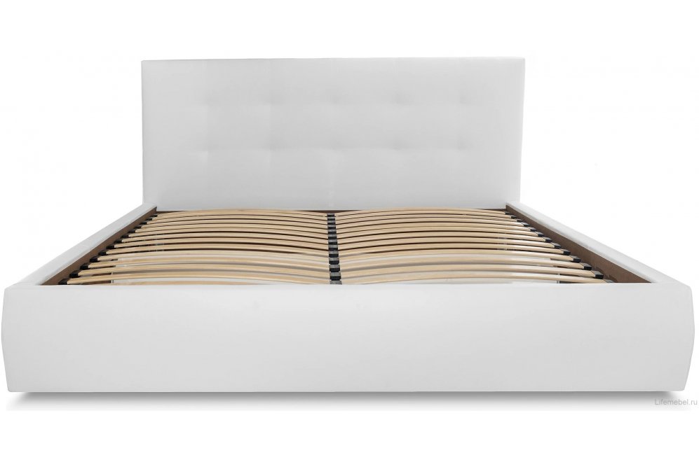 Двуспальная кровать Афродита-2 180x200 экокожа белая