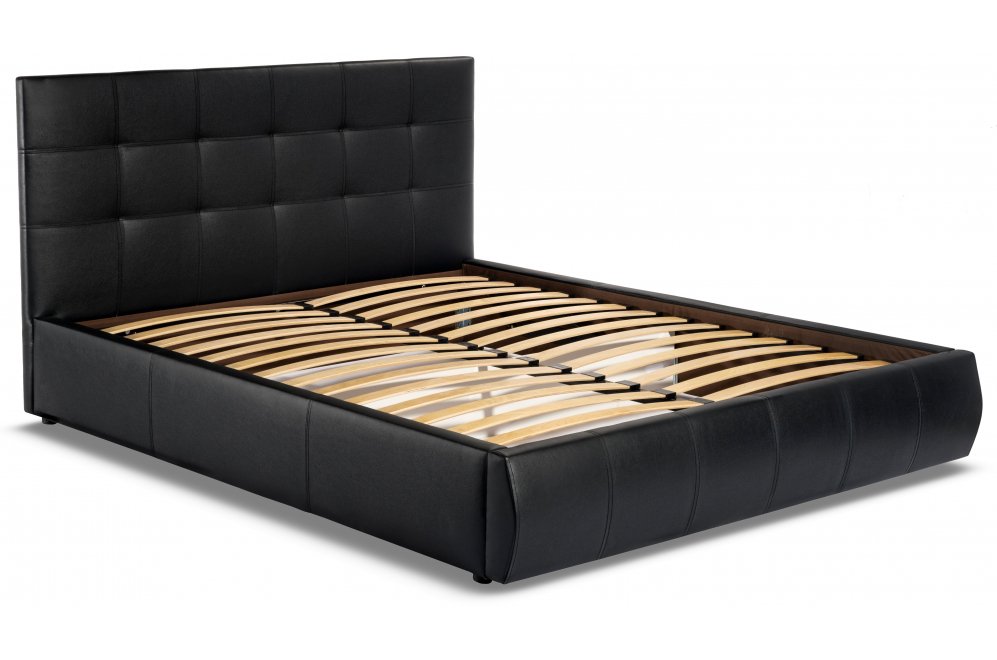Двуспальная кровать Афродита-2 200х200 с ПМ экокожа черная