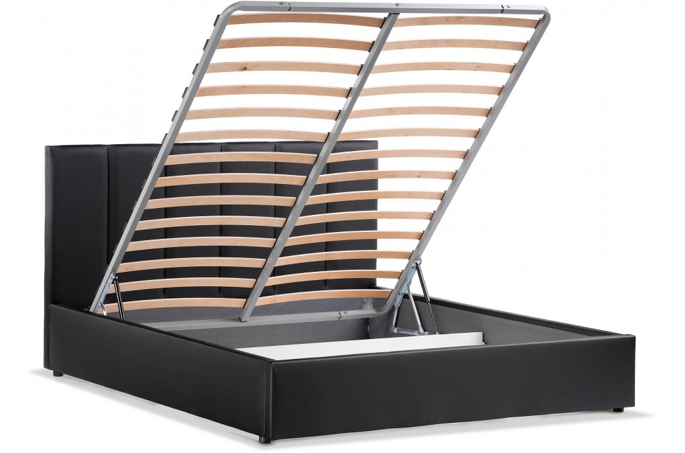 Двуспальная кровать Афродита-3 200х200 с ПМ экокожа черная