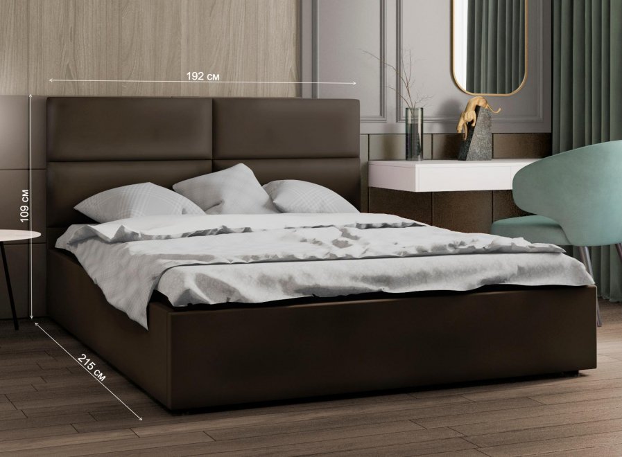 Двуспальная кровать Афродита-4 180х200 с ПМ велюр lecco choco