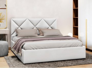 Полутораспальная кровать Афродита-6 белая экокожа marvel white