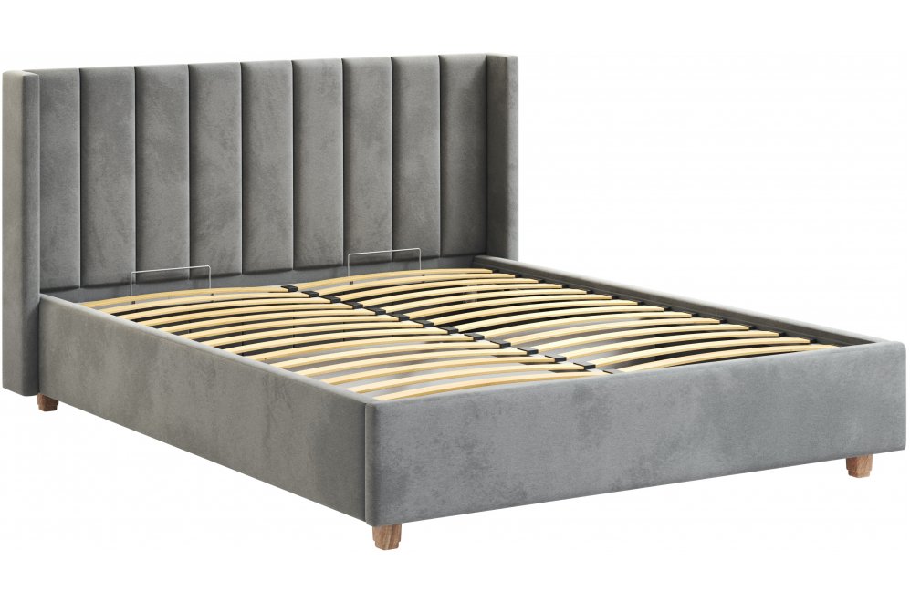 Двуспальная кровать Афродита-9.3 200х200 с ПМ велюр grey