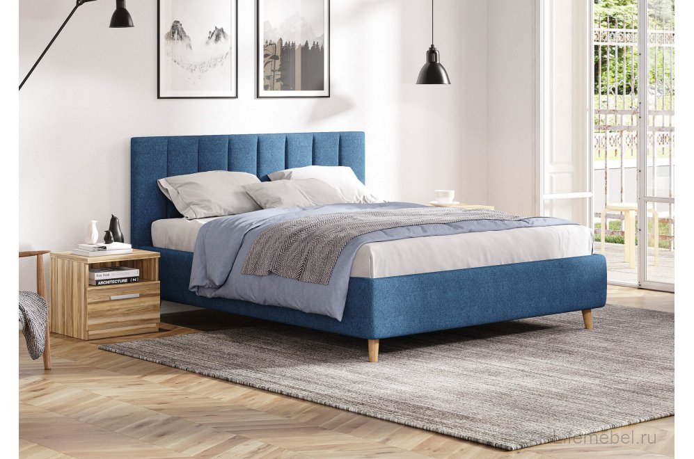 Двуспальная кровать Alma 160x200 с основанием Замша мятный