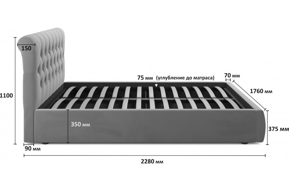 Двуспальная кровать Лавиния 160х200 белая
