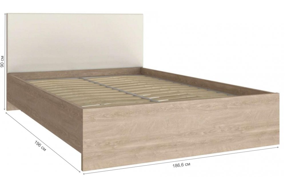 Двуспальная кровать Анастасия АН-23К 180х190 дуб роше / мисандея стоун