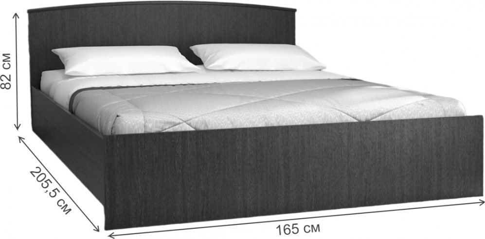 Двуспальная кровать арт. 032 160х200 см с низким изножьем венге