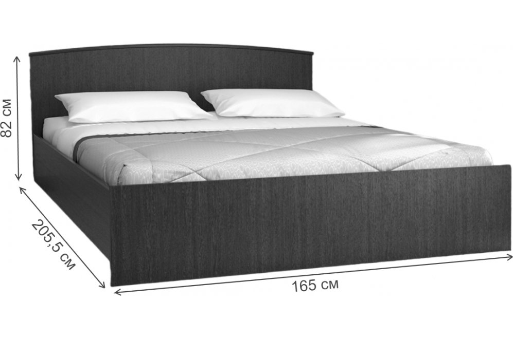 Двуспальная кровать арт. 032 160х200 см с низким изножьем венге