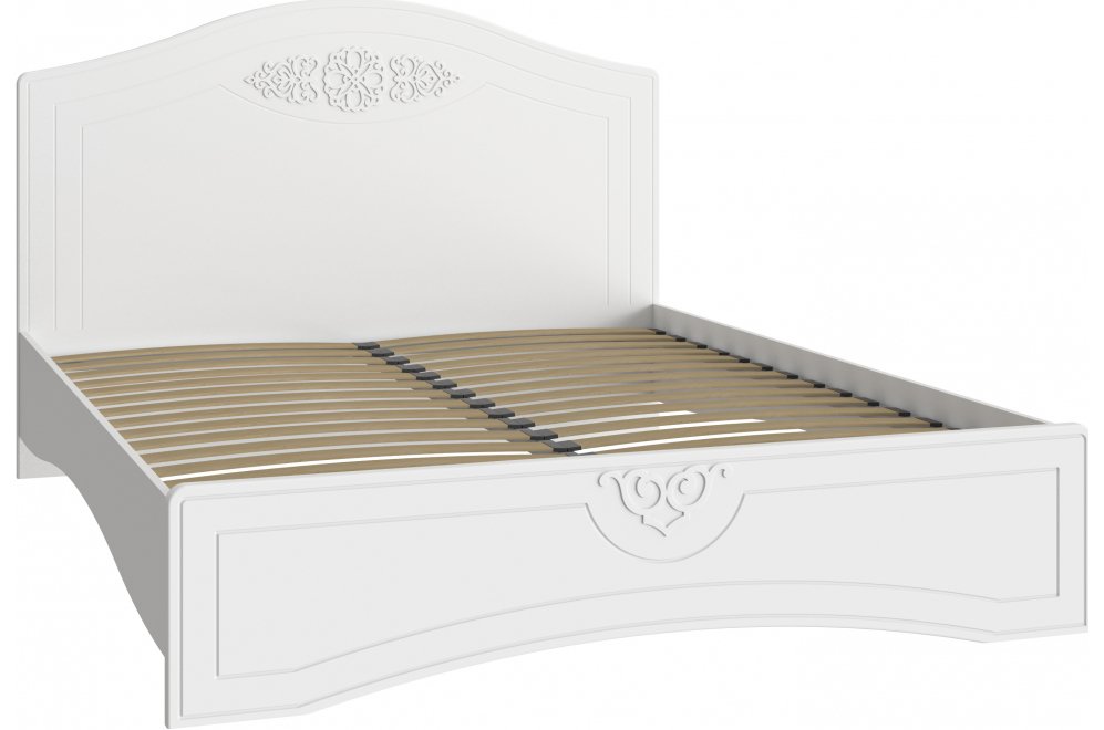 Двуспальная кровать Ассоль АС-114К 180х200 белое дерево