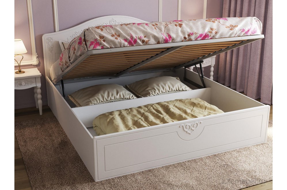 Двуспальная кровать Ассоль АС-61 180х200 с ПМ белое дерево