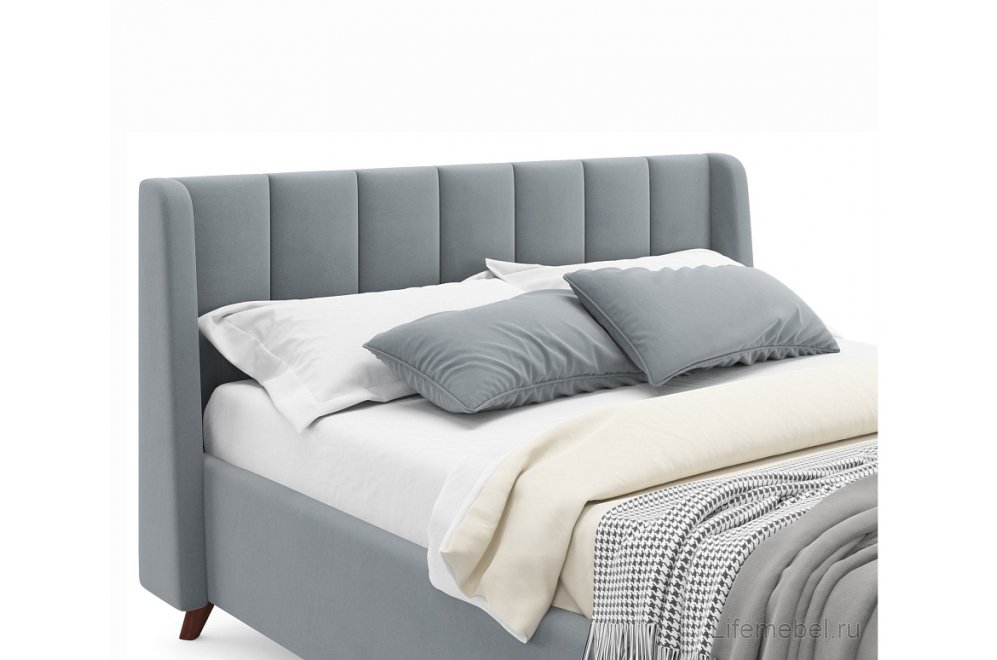 Двуспальная кровать Betsi 160х200 с ПМ велюр серый