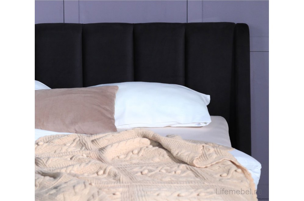 Двуспальная кровать Betsi 160х200 с ПМ велюр черный