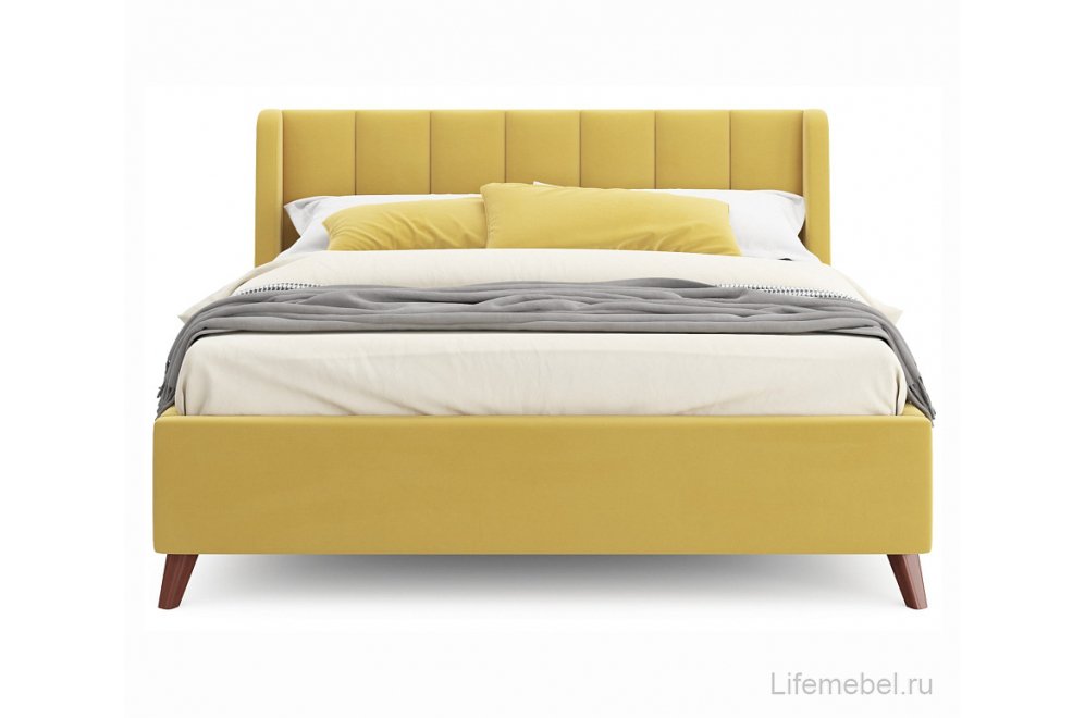 Двуспальная кровать Betsi 160х200 с ПМ велюр желтый