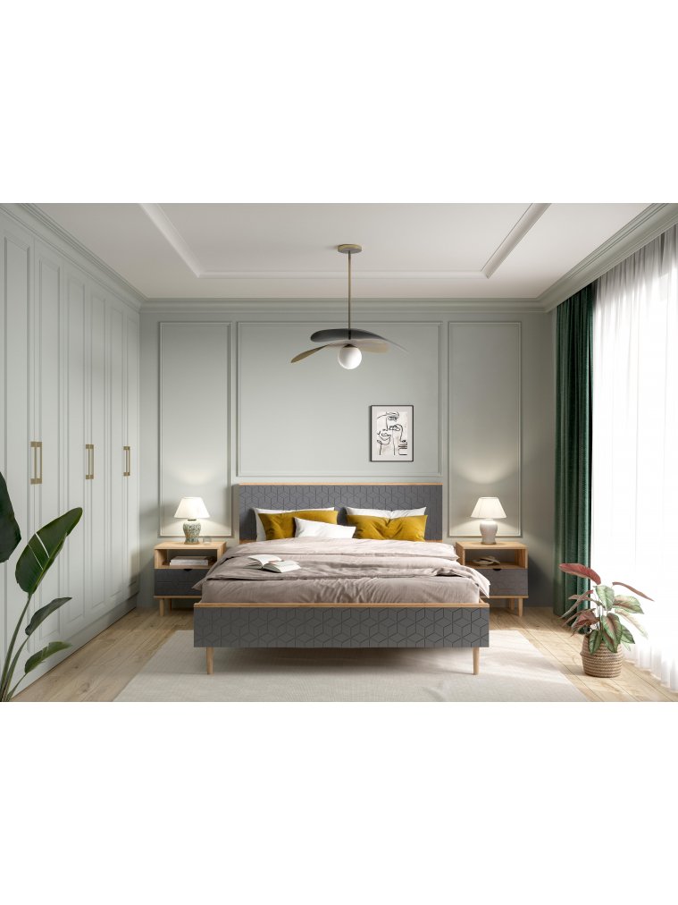 Двуспальная кровать Денвер 160х200 дуб вотан / графит