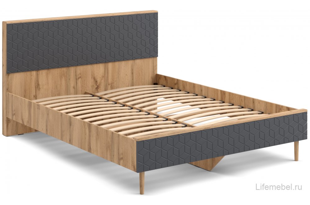 Двуспальная кровать Денвер 160х200 дуб вотан / графит