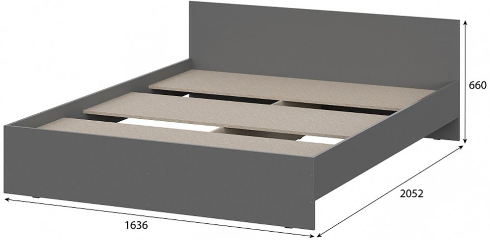 Двуспальная кровать Денвер 160х200 с проложками графит