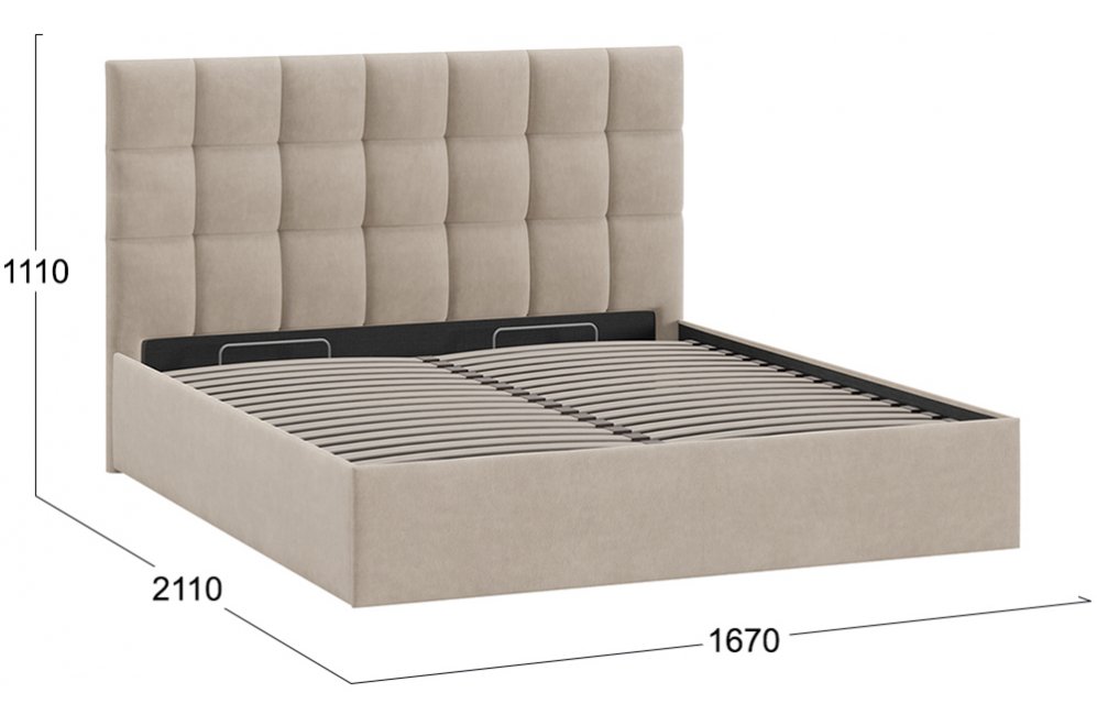 Двуспальная кровать Эмбер Тип 1 160х200 с ПМ велюр мокко светлый