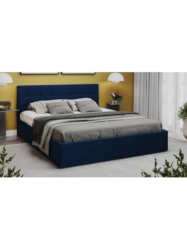 Двуспальная кровать Эмма 160х200 с ПМ велюр confetti blue