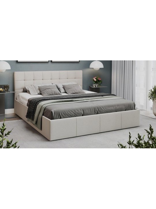 Двуспальная кровать Эмма 160х200 с ПМ велюр confetti cream