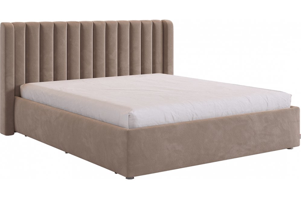 Двуспальная кровать Ева 160х200 латте велюр