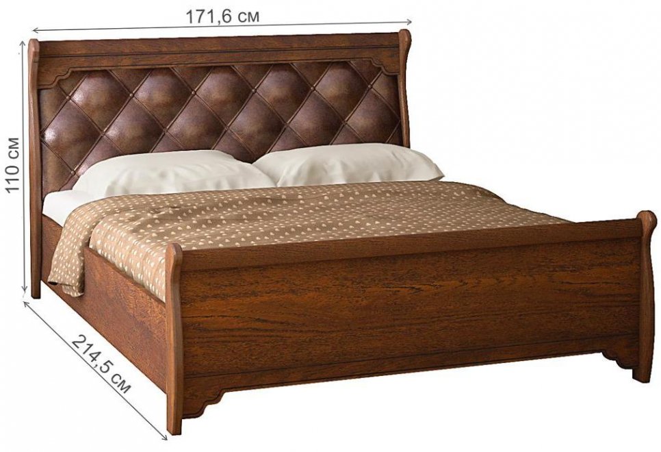 Двуспальная кровать Флоренция 677 160х200 дуб оксфорд