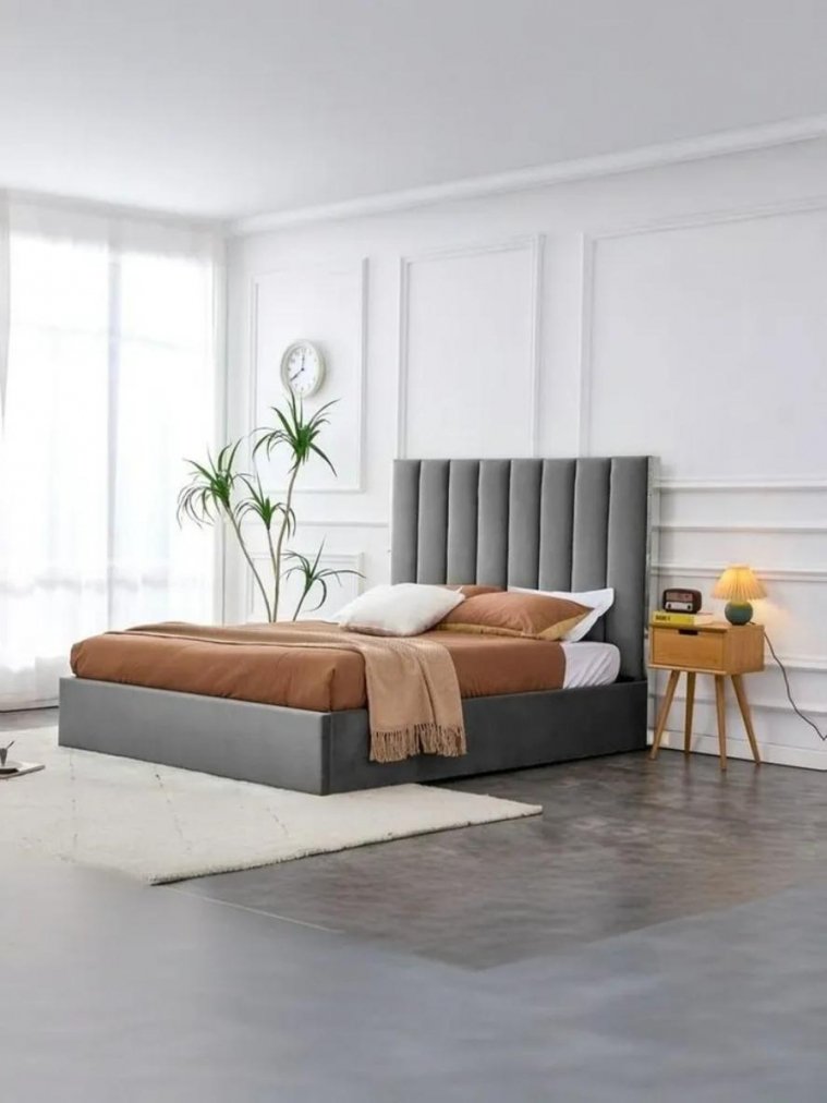 Двуспальная кровать Palazzo 160x200 серая