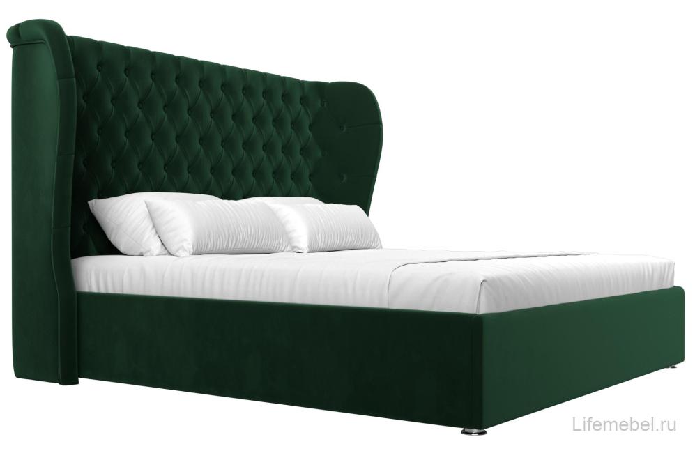 Двуспальная кровать Далия 180х200 с ПМ зеленый велюр