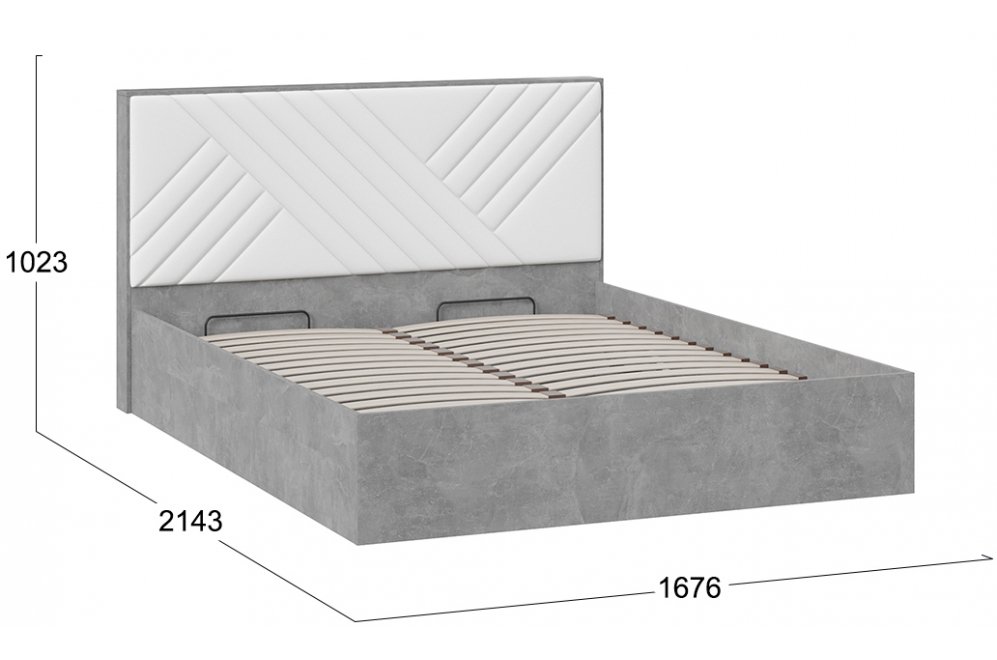 Двуспальная кровать Хилтон Тип 1 160х200 с ПМ ателье светлый / белый универсальная