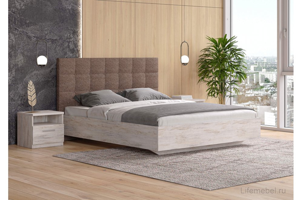 Двуспальная кровать Luiza 180x200 с основанием тедди розовый / ясмунд