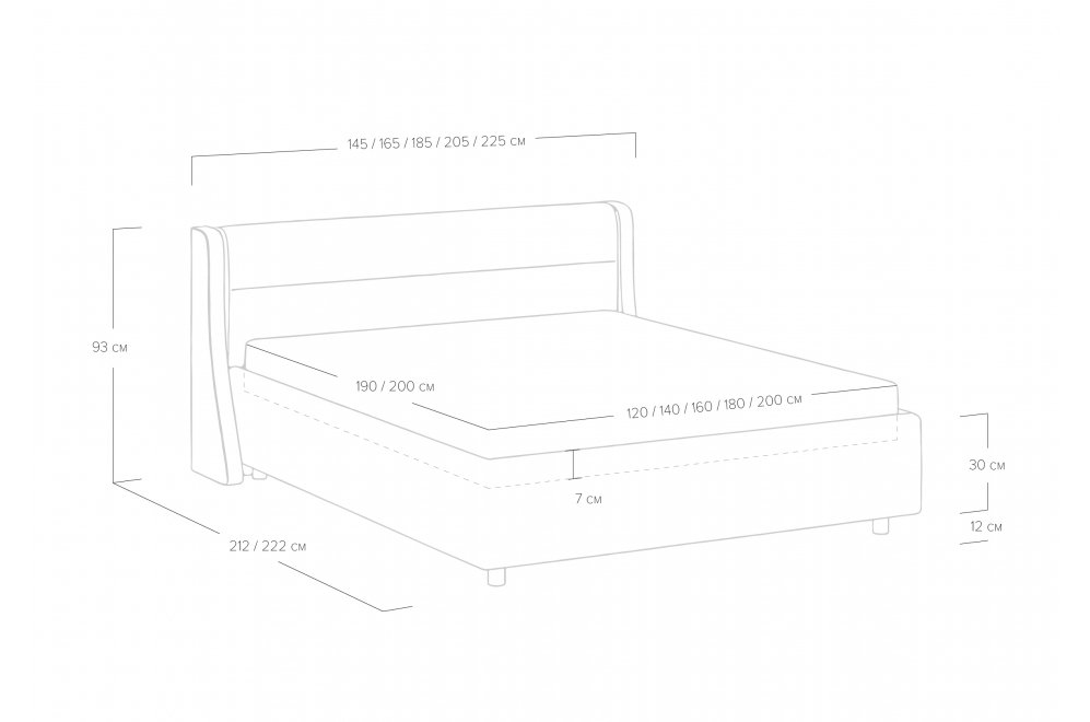 Двуспальная кровать Madrid 180x200 с основанием замша бежевый