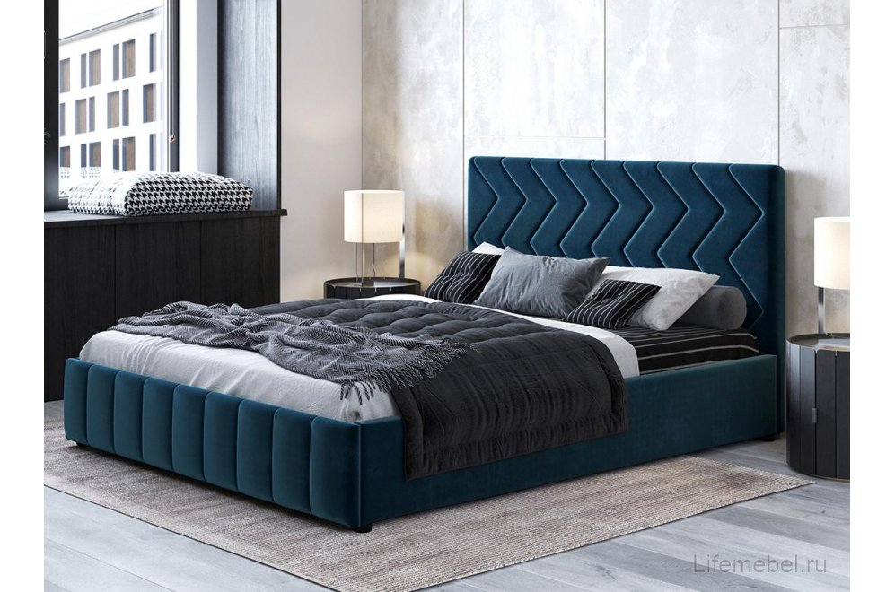 Двуспальная кровать Милана 160х200 с ПМ Лекко океан