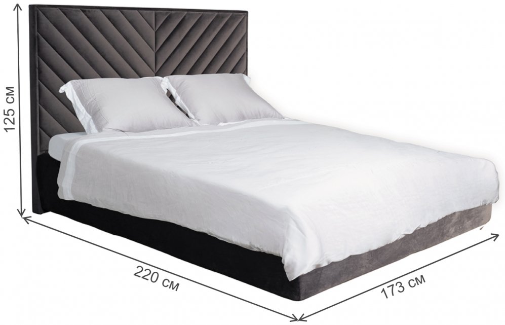 Двуспальная кровать Milano Basic 160х200 с ПМ велюр серый