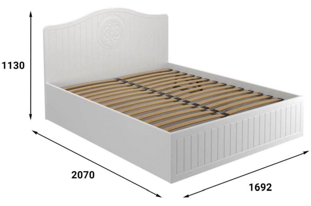 Двуспальная кровать Монблан МБ-606К 160х200 с ПМ белое дерево