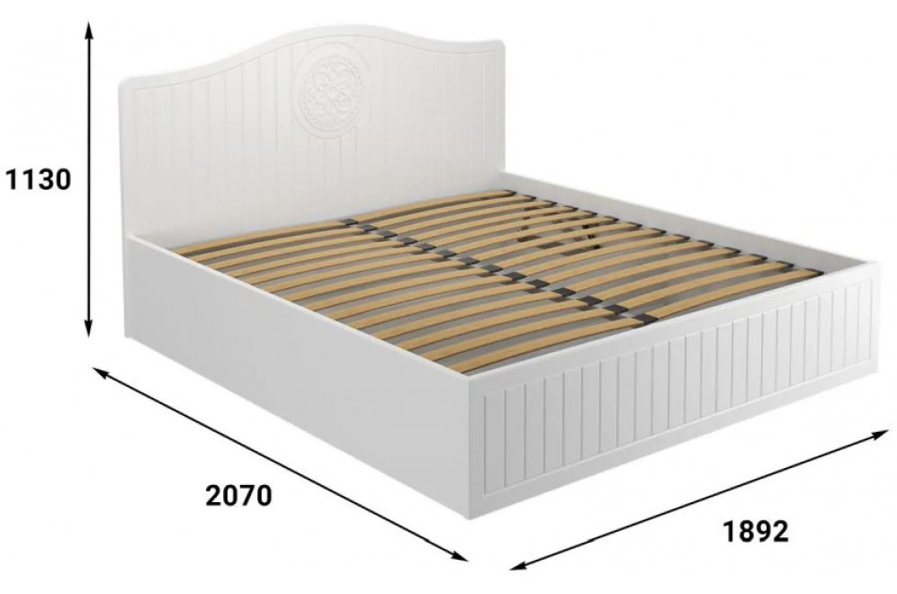 Двуспальная кровать Монблан МБ-607К 180х200 с ПМ белое дерево