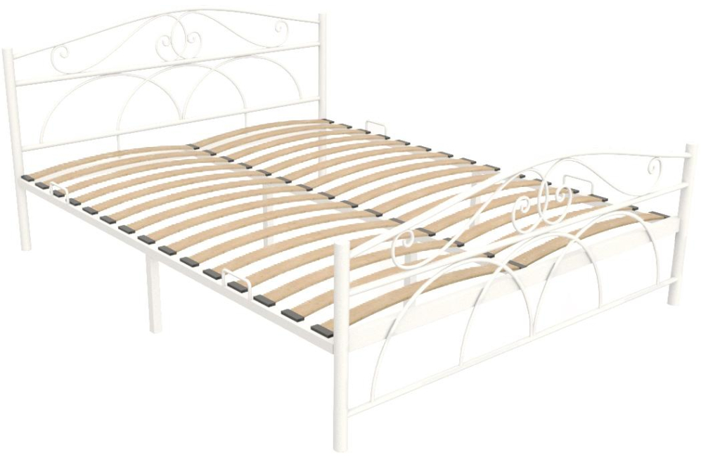 Двуспальная кровать Морика 160х190 белый муар