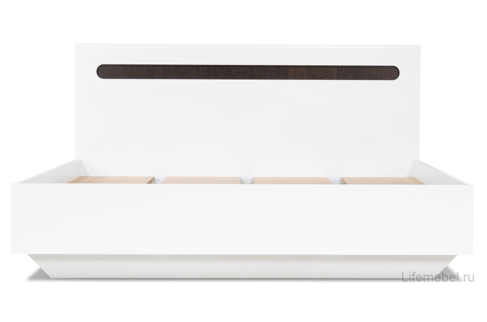 Двуспальная кровать Амбра 160х200 белый глянец / белый