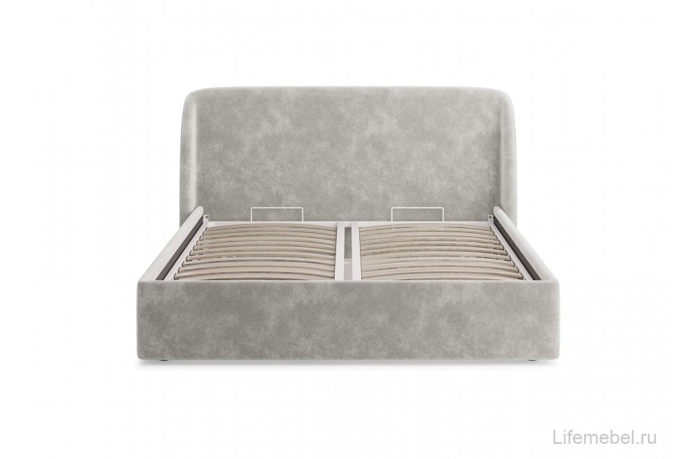 Двуспальная кровать Nicole 180х200 с основанием белый микровелюр