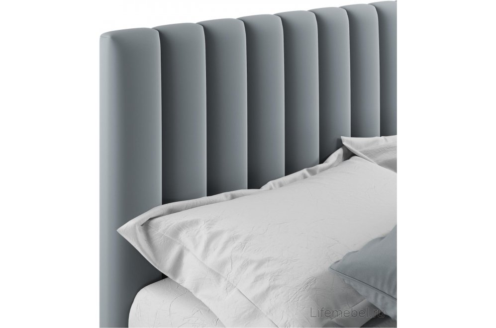 Двуспальная кровать Olivia 160х200 с ПМ серый велюр