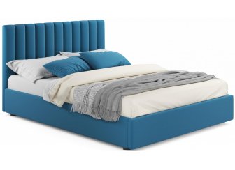 Двуспальная кровать Olivia 160х200 с ПМ синий велюр