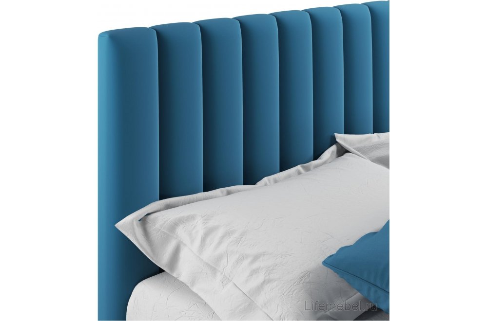 Двуспальная кровать Olivia 160х200 с ПМ синий велюр